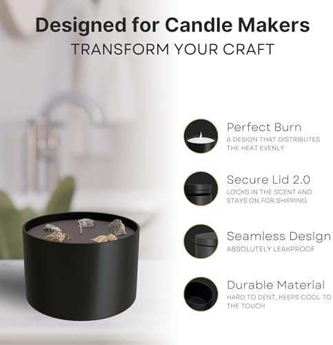 True Candle 24 Pack 8 oz Black Metal Candle Containers