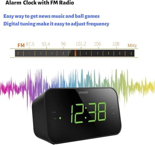 Philips Dual Alarm Clock Radio with FM Sleep Timer and Battery Backup - Black
