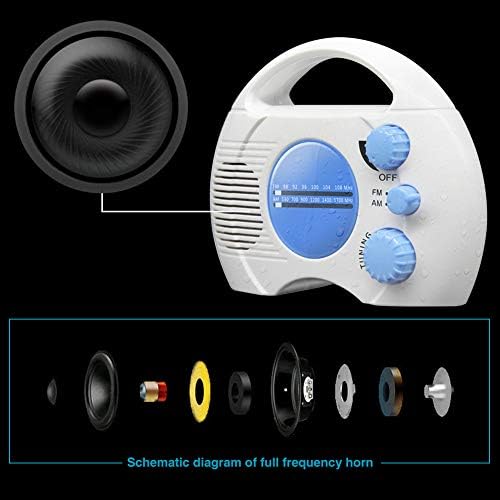 Portable AMFM Shower Radio with Waterproof Design and Built-in Speaker