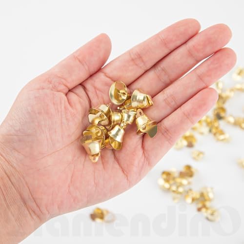 100 Pack Gold Mini Bells for Christmas Decoration