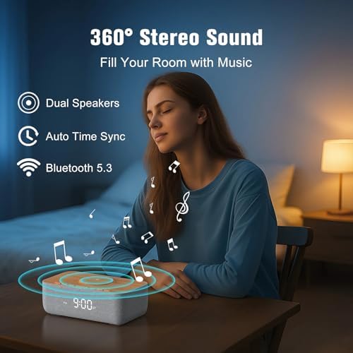 REACHER Alarm Clock Radio with Wireless Charging and FM Radio