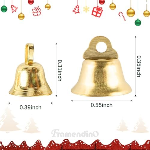 100 Pack Gold Mini Bells for Christmas Decoration