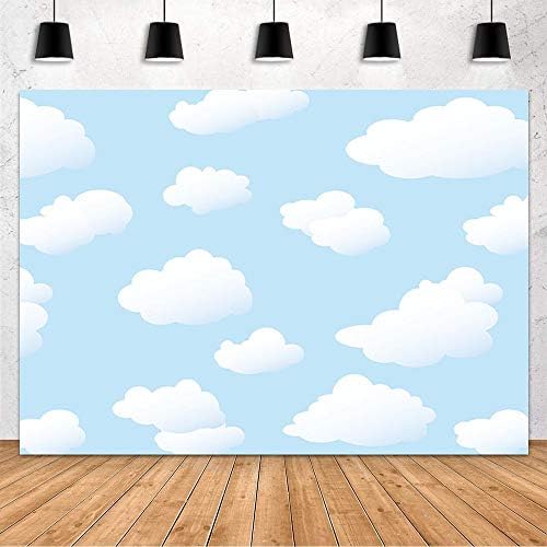 MEHOFOND Blue Sky Cloud Birthday Party Backdrop