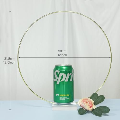 YALLOVE 10PCS 12Inch Gold Floral Hoop Centerpieces