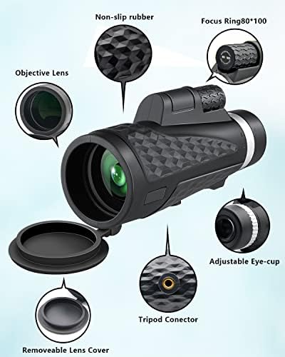 80x100 High Power Monocular with Tripod Smartphone Adapter