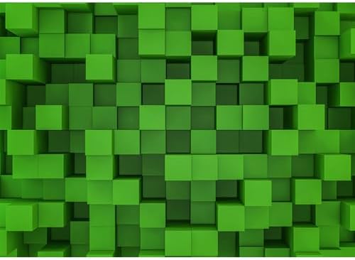 7x5 Ft Green Cube Pattern Photo Backdrop for Parties and Events