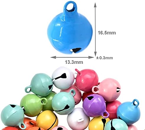 100 Pack Colorful Metal Christmas Jingle Bells 14mm