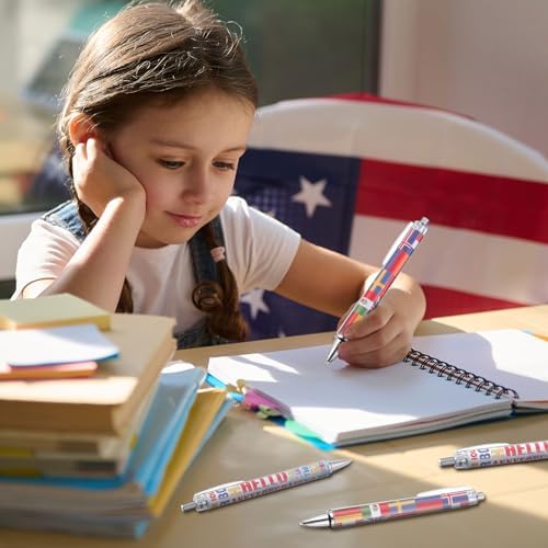 Treela 24 Pcs International Flag Pens for Events and School Supplies