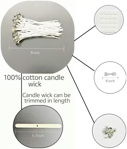 100Pcs Candle Wicks 8 Inch Set with Accessories