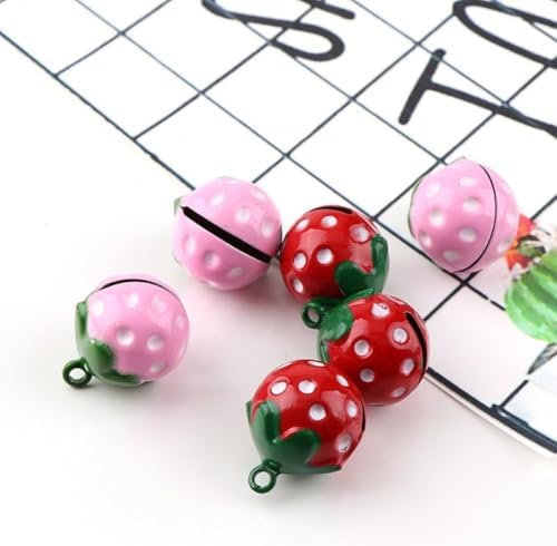 10pcs Strawberry Shape Bells for Jewelry and Decor