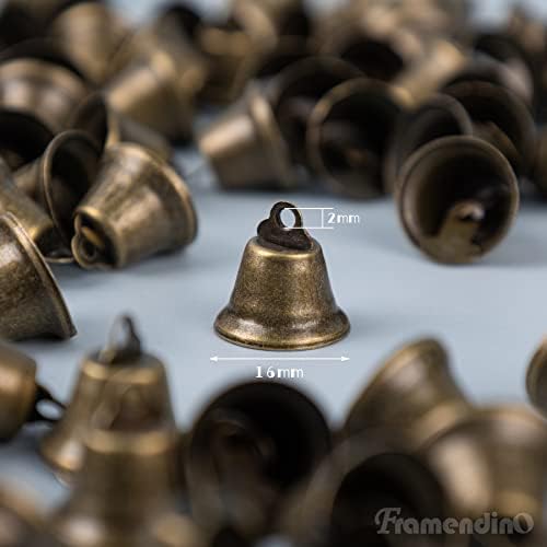 Framendino 200 Pack Mini Bronze Jingle Bells