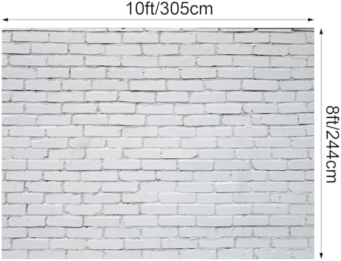 10x8 ft White Brick Wall Photo Backdrop