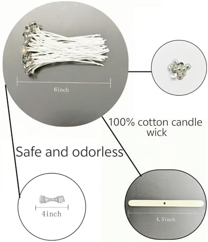 6 Inch Candle Wicks Set with Stickers and Holder