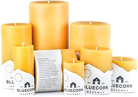 Bluecorn Beeswax 100 Pure Pillar Candles