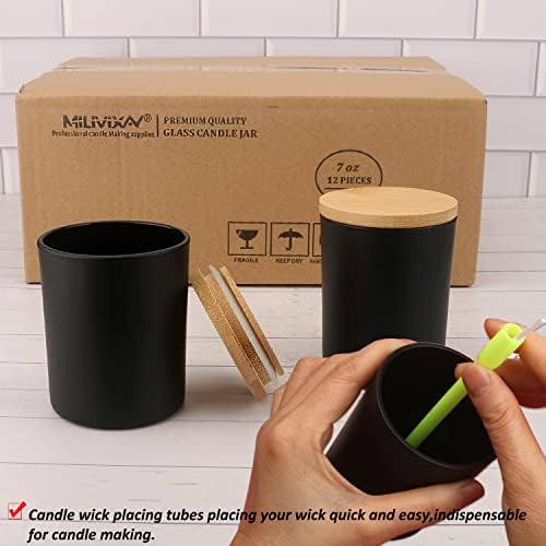 MILIVIXAY 12 Pack Glass Candle Jars with Lids and Candle Making Kit