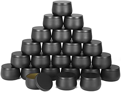 24 Pack 8oz Black Candle Jars With Lids