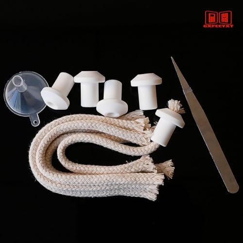5 Pack 14 Inch Cotton Wicks with Ceramic Holders and Funnel Set