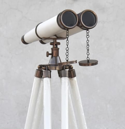 Brass Floor Standing Binoculars with Tripod - Nautical Decor