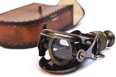 Antique Brass R J Beck London Small Binocular with Leather Case