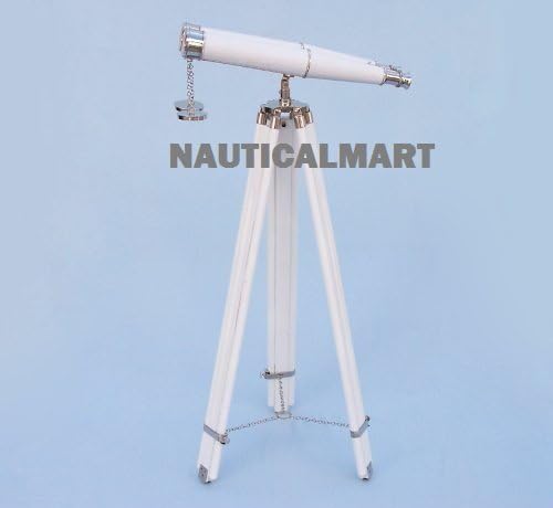 Floor Standing Chrome White Leather Binoculars 62 Inch