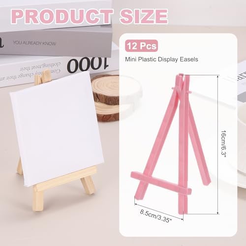 MECCANIXITY Mini Plastic Display Easels Pack of 12 Pink