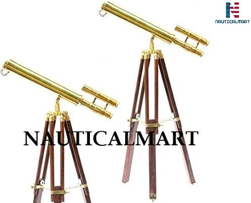 NauticalMart Nautical Double Barrel Telescope with Tripod Stand 18 Inch