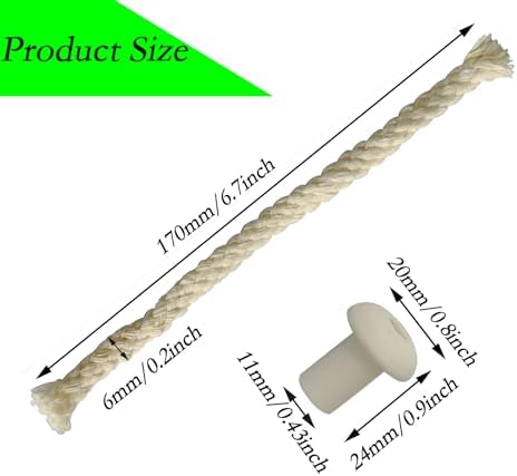 Round Cotton Kerosene Lamp Wicks with Ceramic Holder - 10Pcs