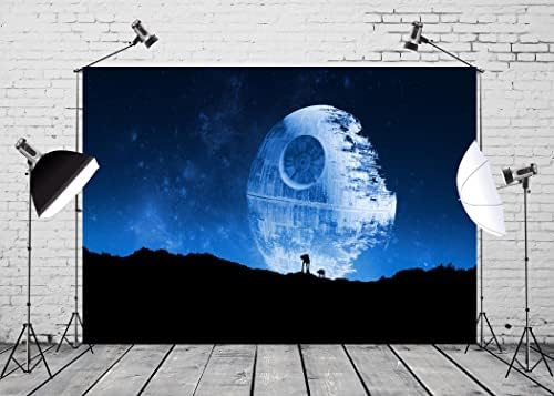 BELECO 7x5ft Fabric Blue Death Star Backdrop for Photography
