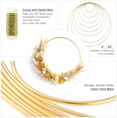 8 Pack Gold Metal Rings for Macrame Crafts and Dream Catchers