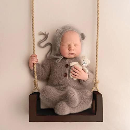 MG House Wooden Swing Baby Photo Prop Brown 6 Sunflowers