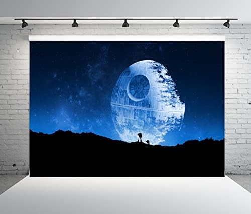 BELECO 7x5ft Fabric Blue Death Star Backdrop for Photography