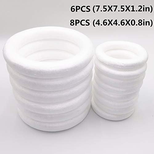 14 Pack Foam Wreath Form 2 Sizes for Crafts