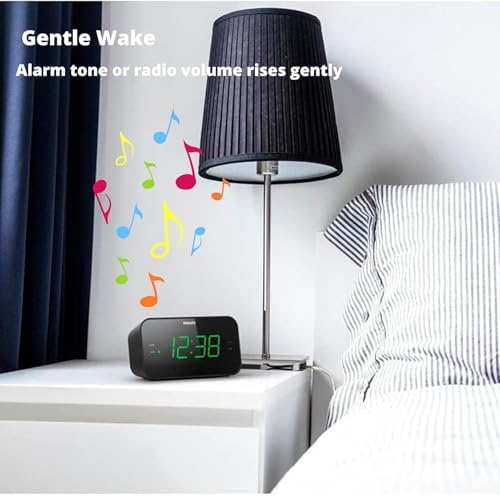 Philips Dual Alarm Clock Radio with FM Sleep Timer and Battery Backup - Black