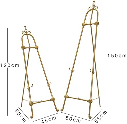Gold Iron Easel Portable Folding Adjustable A-Frame Stand