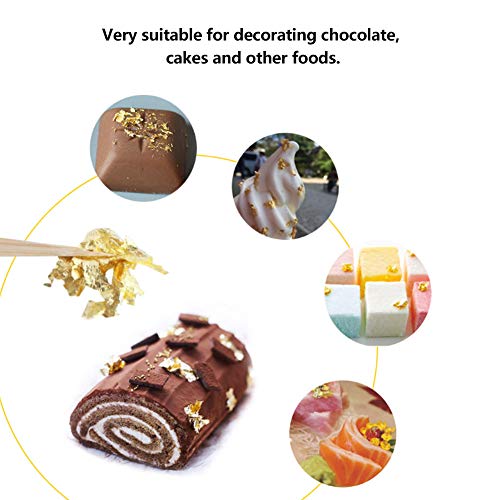 Lwuey Gold Leaf Cake Decor 2PCS Sparkling Flakes