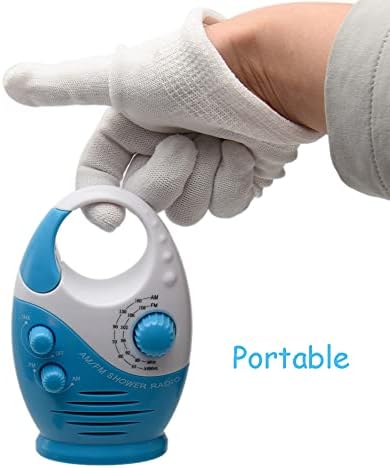 Shower Radio Waterproof Hanging AM FM Radio with Adjustable Volume Blue
