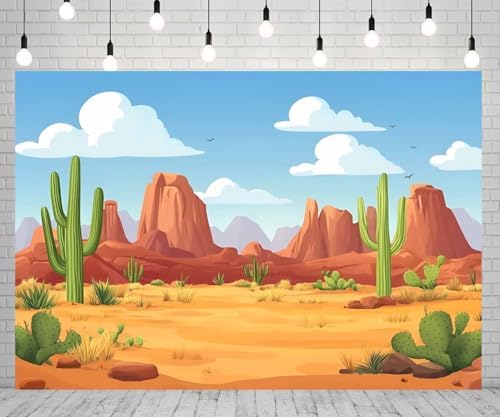 7x5ft Cartoon Desert Cactus Backdrop Wild West Photography Background