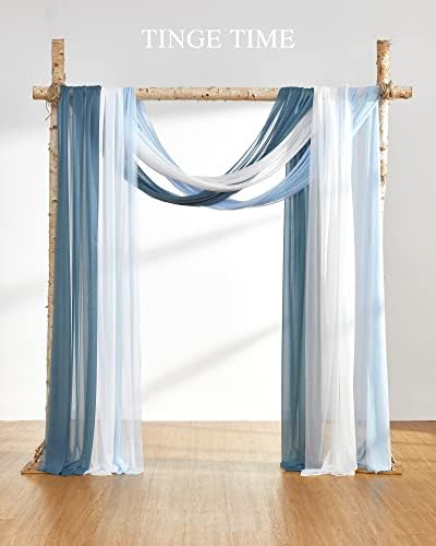 TINGE TIME 3 Panels Gradient Blue Chiffon Wedding Arch Drapes