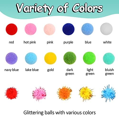 Phinus 900PCS Multicolor Pom Poms for Crafts