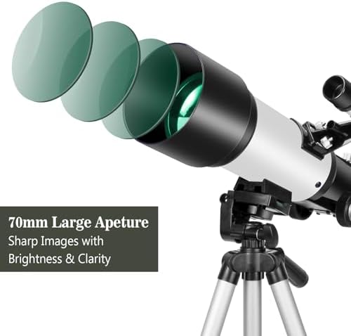 EACONN 70mm Refractor Telescope for Kids and Adults