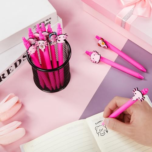 10 Pcs Cute Pink Axolotl Theme Ballpoint Pens for Kids Students