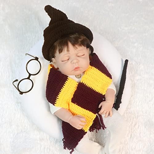 Halloween Baby Posing Prop Set 4pcs Wizard Witch Hat Scarf Wand Glasses Frame