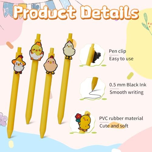 10 Pcs Cute Chicken Theme Ballpoint Pens for Kids and Office Use