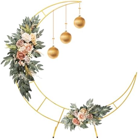 72 Feet Moon Shaped Wedding Arch Backdrop Gold Frame