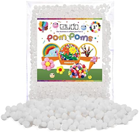 Caydo 500 White Pom Poms for Crafts and DIY