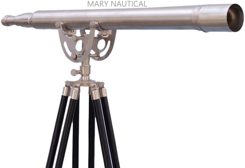 Vintage Antique Brass Telescope with Wooden Tripod