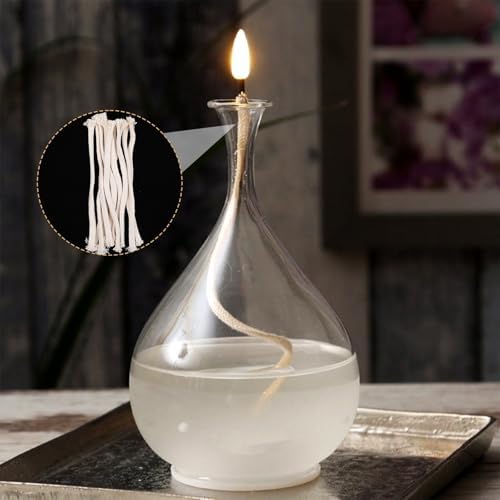 20 Piece Cotton Wicks with 10 Holders for Oil Lamps