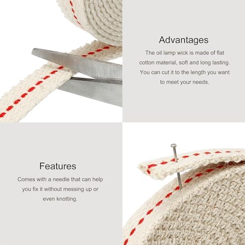 MECCANIXITY Oil Lamp Wick 2 Roll 65 Foot Cotton
