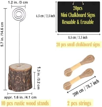 20 Pack Mini Chalkboard Signs with 10 Wooden Stands