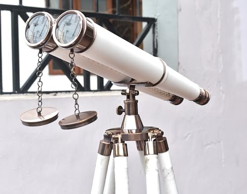 Brass Floor Standing Binoculars with Tripod - Nautical Decor